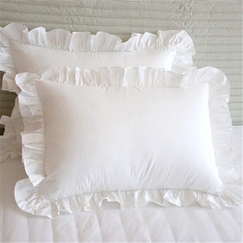 CAWANFLY Pack of 2 Edge Ruffled White Pillow Cases Standard Size Bedding Pillow Covers with Envelope Closure (20x26inches) - Image 2
